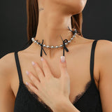 HOT SELLING BLACK BOW BEADED NECKLACE_CWAJE1171
