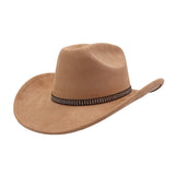Western Ethnic Suede Cowboy Fedora For Men Women_Cwah04418