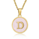 ROUND 18K GOLD STAINLESS STEEL 26LETTERS NECKLACE_CWAJE0683