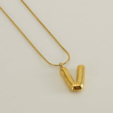 BALLOON STYLE 18K GOLD LETTER PENDANT NECKLACE_CWAJE0691