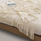 KNITTED THIN TASSEL SOFA BLANKET BED END BLANKET_CWMM0222