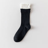 Women'S Contrast Color Curled Cotton Socks_Cwms1372