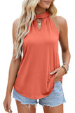 Waistcoat Halter Top Keyhole Sleeveless Shirt