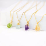 STAINLESS STEEL NECKLACE NATURAL CRYSTAL PENDANT_CWAJE1051