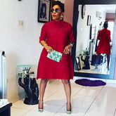 TEMPERAMENT SOLID COLOR FASHIONABLE PLUSSIZE DRESS_CWDSD6169