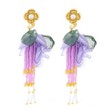 BOHO FLORAL TASSEL EARRINGS GOLD PLATED DESIGN_CWMM6193
