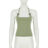 Vintage Beaded Halter Strap Design Sexy Halter