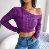 Twist Off-The-Shoulder Long Sleeve Knit Sweater