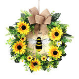 SUNFLOWER BEE FESTIVAL FAUX FLORAL WREATH_CWAJE05409