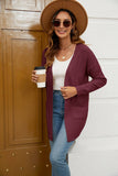 Solid Color Long Long Knit Cardigan Without Button