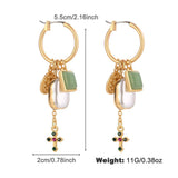 FASHIONABLE PEARL GOLD RIMMED ZINC ALLOY EARRINGS_CWAJE2814