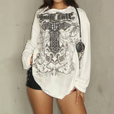 Vintage Loose Long-Sleeved Crew Neck T-Shirt