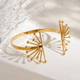 BOLD 18K GOLD FLOWER CUFF BRACELET NO FADE_CWAJE4756