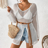 HOLLOW SIDE SLIT BEACH SWIMSUIT COVER UP_CWMW0638