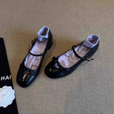 Vintage Leather Mary Janes With Bow Strap