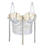 EXQUISITE RHINESTONE TASSEL BOW HERRINGBONE BRA_CWMM4152