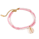 18K GOLD DOUBLE LAYER SHELL ANKLET STAINLESS_CWAJE4701