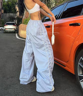 Trendy Drawstring Side Casual Elastic Waist Pants