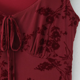 NEW WOMEN S FLORAL VELVET TIE SHORT SLEEVE DRESS_CWDMD5815