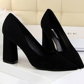 SIMPLE SUEDE SHALLOW MOUTH POINTED HIGH HEELS_CWSHH0037
