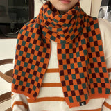 COLORBLOCK CHECKERED KNIT SCARF FOR WOMEN_CWASC1268