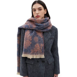 FLORAL JACQUARD SCARF WINTER SHORT FRINGE WRAP_CWASC1279