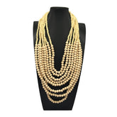 BOHEMIAN MULTI LAYERED LOG BEAD NECKLACE_CWMM4573