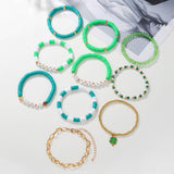 ST PATRICKS DAY FOUR LEAF CLOVER BRACELET SET_CWMM3499