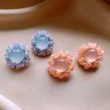 SWEET GIRLY ROUND FLOWER EARRINGS_CWAJE2345