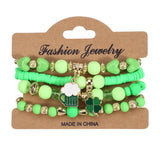 Cwaje05682_St Patrick Clover Green Lucky Charm Bracelet Set
