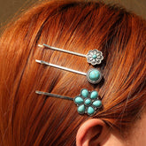Turquoise Stone Hair Clip, Vintage Side Bang Pin