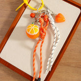 HANDMADE ORANGE KEYCHAIN WITH HEART BELL_CWMM7635