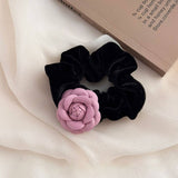 NEW BLACK VELVET PINK CAMELLIA HAIRPIN_CWAHA4658
