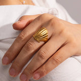 GOLD PLATED STAINLESS STEEL SHELL RINGS_CWAJE1243