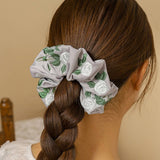 White Rose Embroidered Hair Tie For Qipao Hanfu