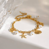 18K GOLD SEA CHARM BRACELET IN STAINLESS STEEL_CWAJE4641
