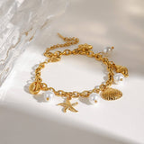 18K GOLD SEA CHARM BRACELET IN STAINLESS STEEL_CWAJE4641