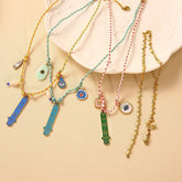 KNOTTED COTTON ROPE NECKLACE WITH FATIMA PENDANT_CWMM8855