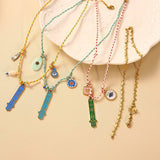 KNOTTED COTTON ROPE NECKLACE WITH FATIMA PENDANT_CWMM8855