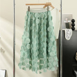 THREE DIMENSIONAL FLORAL TULLE MESH SKIRT_CWBLS0395