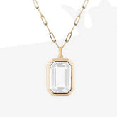 SQUARE ZIRCON PENDANT PAPERCLIP CHAIN NECKLACE_CWMM3845
