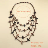 GEOMETRIC WOODEN BEADED LAYERED NECKLACE_CWMM4962