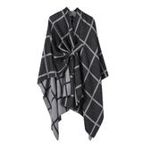 SIDE STRAP SHAWL PLAID SLIT CAPE WARM SCARF_CWASC2167