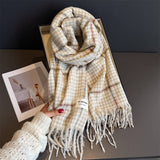 Houndstooth Pattern Winter Warm Cashmere Scarf_Cwasc03266