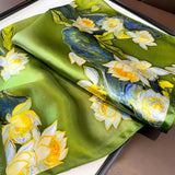 OIL PAINTING FLORAL SILK SQUARE SCARF FOR SUMMER_CWASC0627
