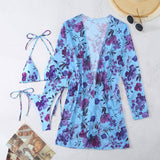 FLORAL PRINT COVER UP BIKINI 3PCS SET SWIMSUIT_CWMW0317
