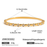 18K GOLD TITANIUM STEEL HEART ZIRCON OPEN BANGLE_CWAJE4680