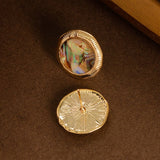 IRREGULAR GEOMETRIC ROUND ABALONE EARRINGS_CWMM4358