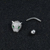 LEOPARD HEAD CZ BELLY RING BOLD PIERCING JEWELRY_CWMM9195
