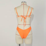 ASYMMETRIC SOLID COLOR STRAPPY BIKINI SWIMSUIT_CWMW0263